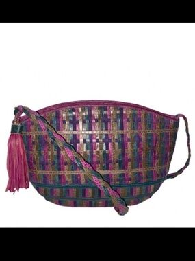 Sharif Multicolor Woven Leather Shoulder Bag